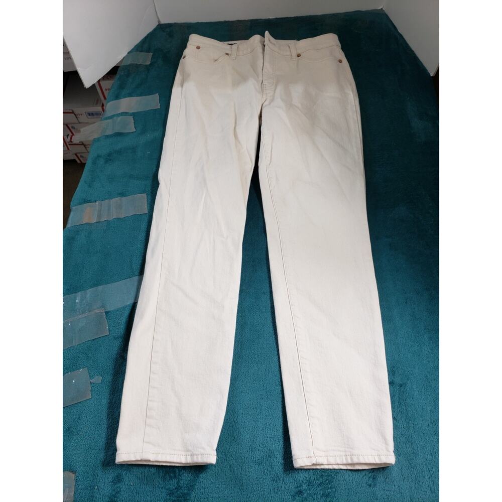 Talbots Jeans Size 6 Womens White Stretch Pants Denim Mid Rise Slim Ankle - Picture 2 of 12